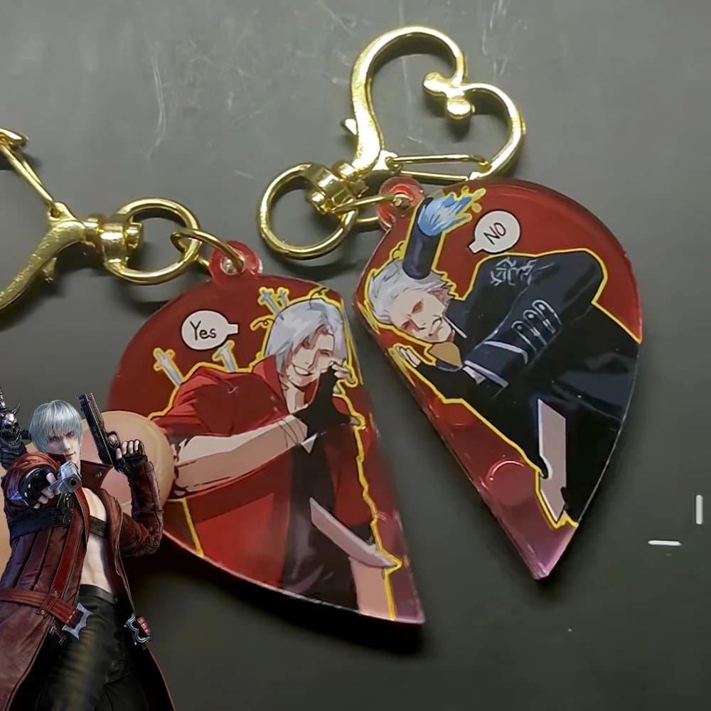 Portachiavi Cosplay Anime Devil May Cry Vergil, Portachiavi in Acrilico, Ciondolo Magnetico per Zaino, Accessori Gioiello, Ornamento