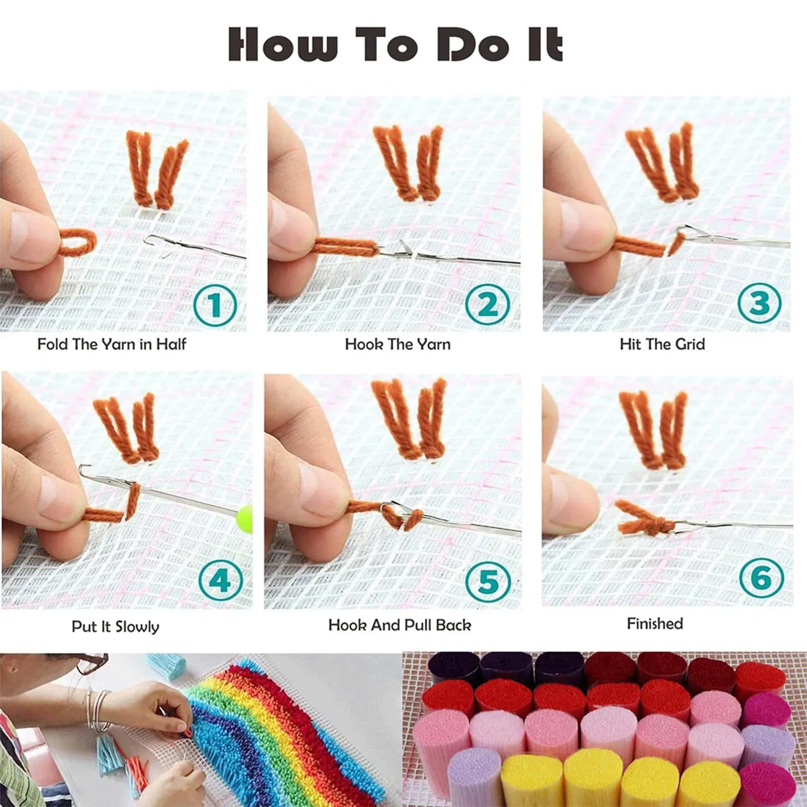 Latch Hook Kits Rug Carpet Making Needlework Embroidery Crochet Kits for Home