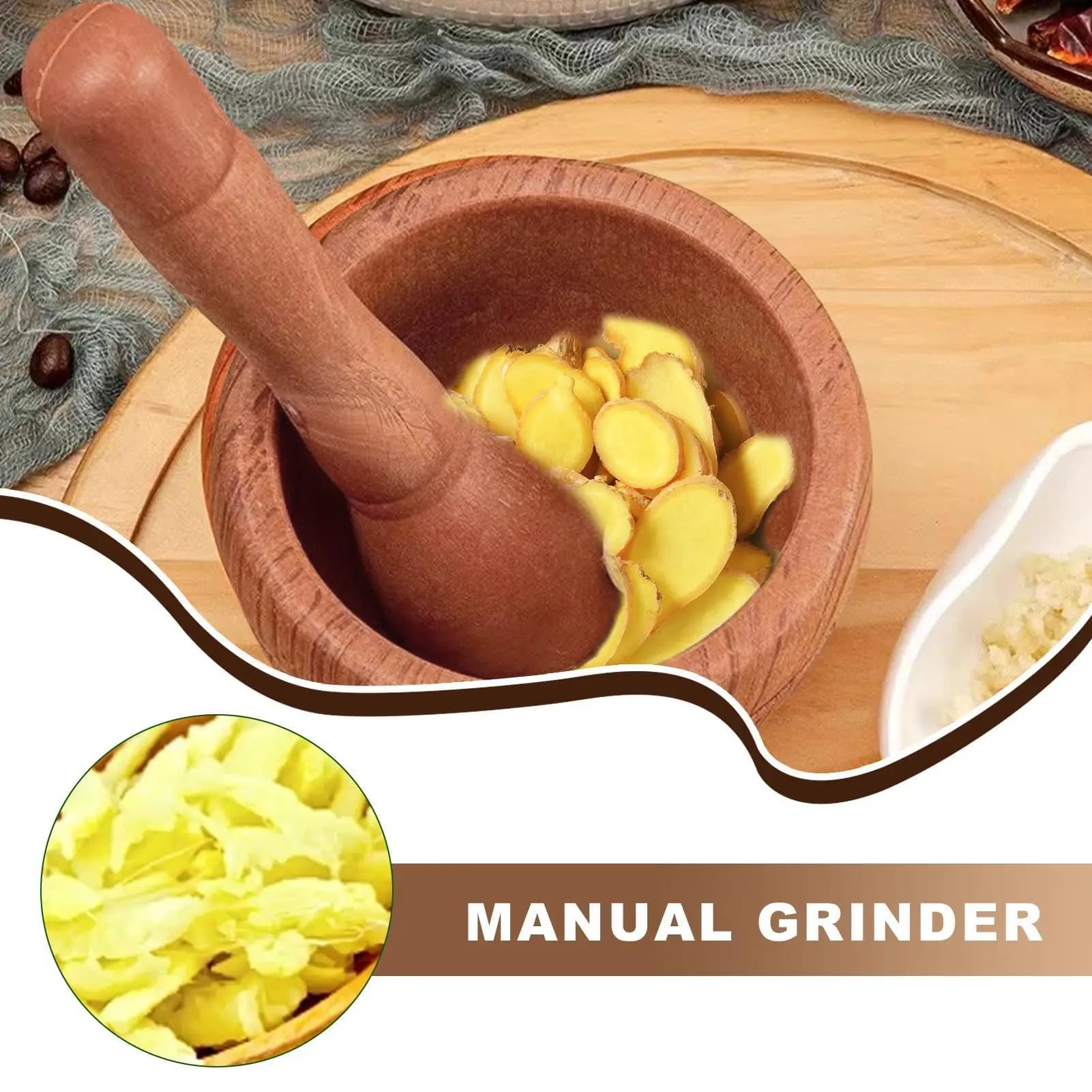 Set Mortaio e Pestello per Aglio, Erbe e Spezie - Strumento da Cucina per Macinare e Frullare - Ideale per Ristoranti e Cucine - Perfetto per Schiacciare Spezie e Pepe