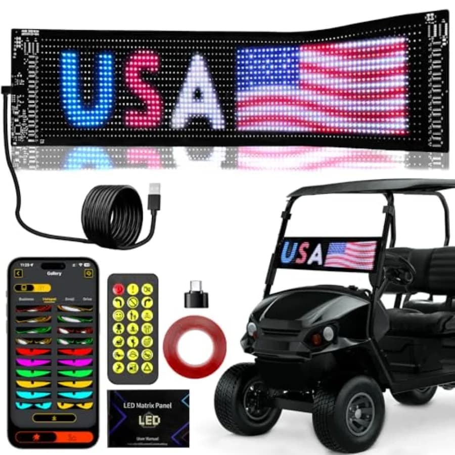 Luci a LED programmabili Devil Eyes per golf cart, 23x5 pollici, flessibili, per parabrezza auto, con controllo tramite app/telecomando, alta luminosità, animazioni fai-da-te