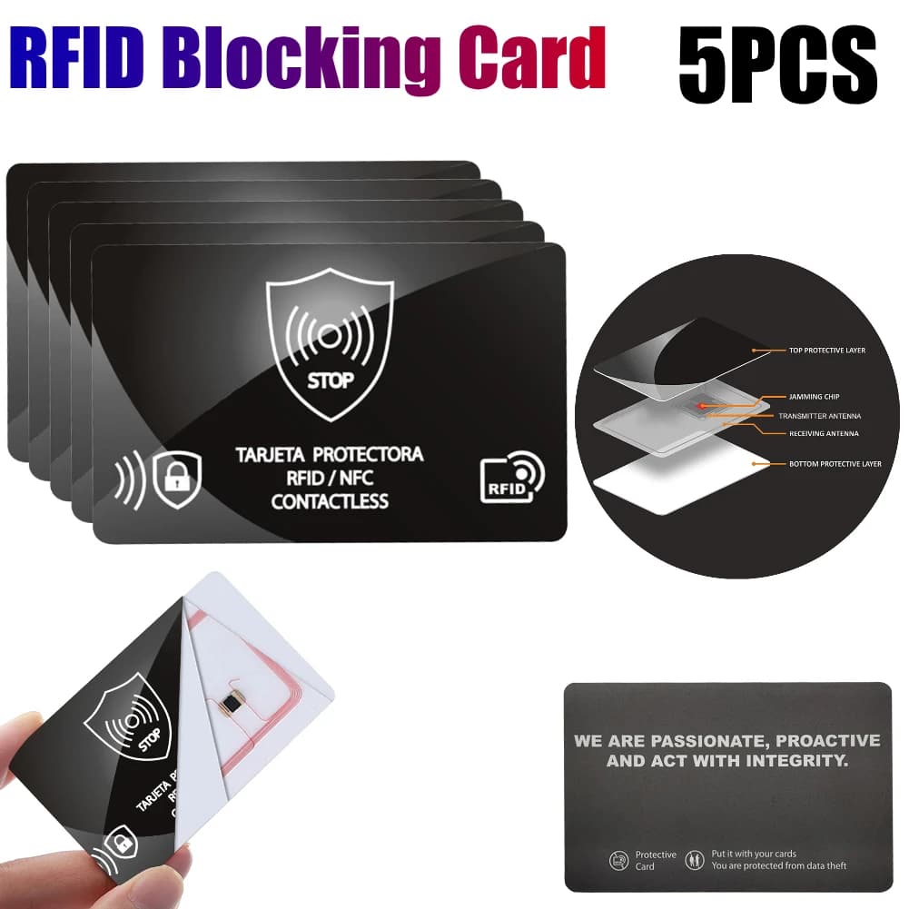 5PCS RFID Blocco Carta di Sicurezza Debito Carta di Credito Passaporto Protezione Blocker Segnale NFC Blocco ID ATM Guardia Titolare della Carta Manica