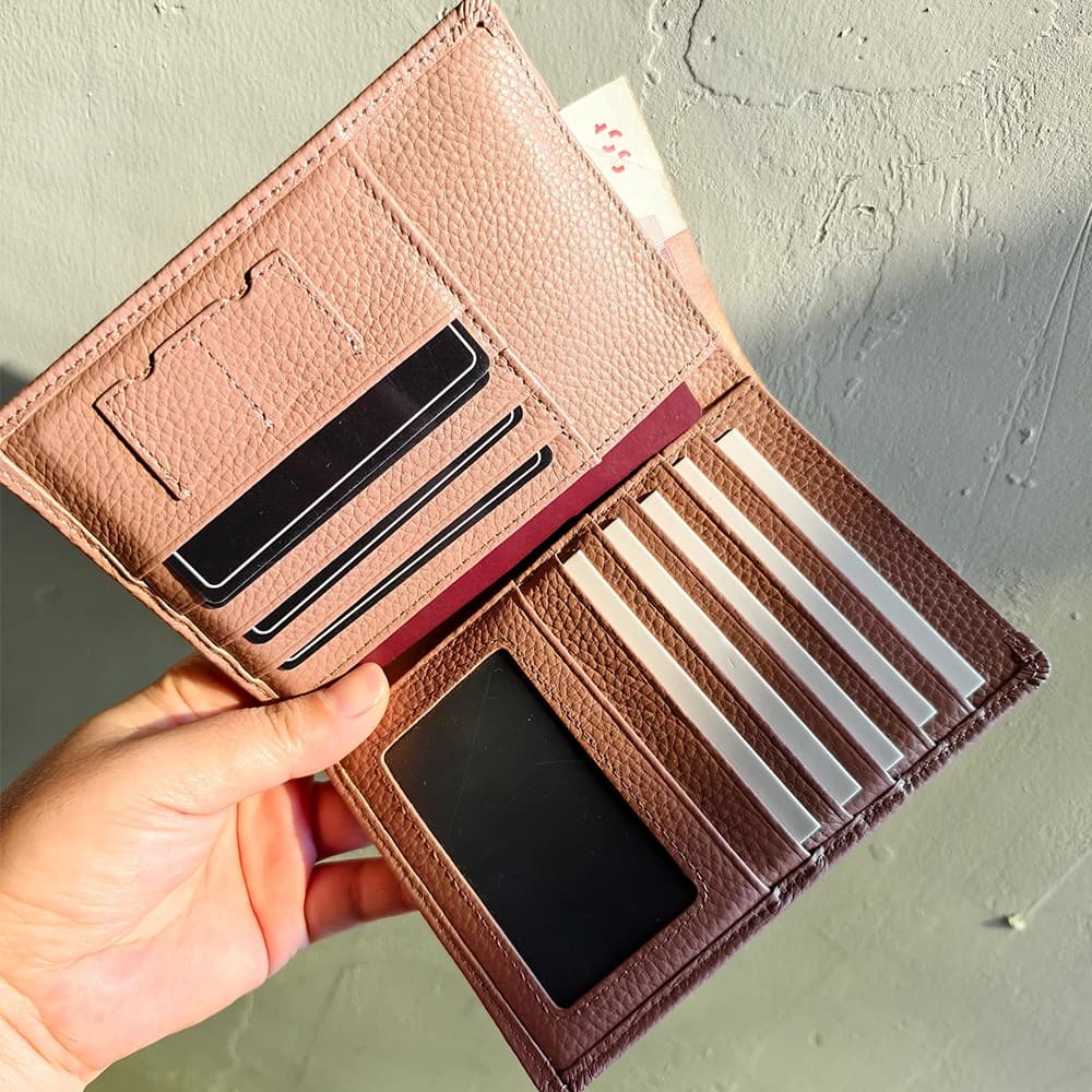 Portafoglio da viaggio multifunzionale da donna in vera pelle di mucca Portafoglio da uomo con porta passaporto alla moda sottile
