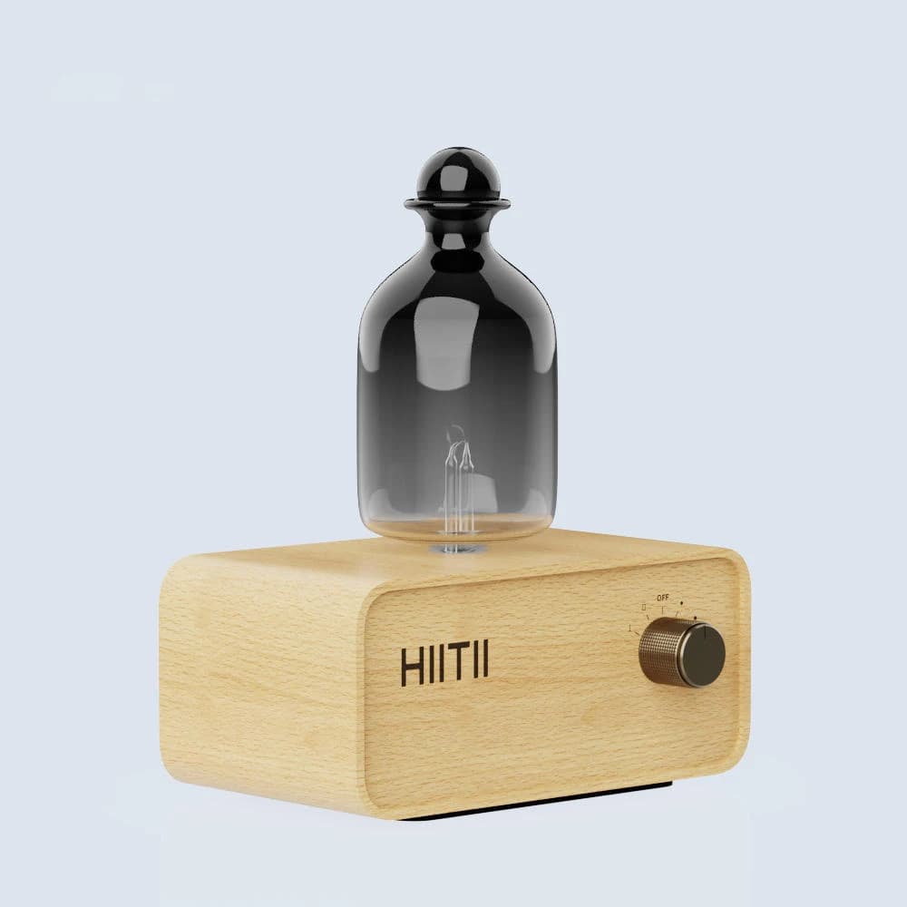 Diffusore di oli essenziali premium in legno e vetro Macchina per aromaterapia professionale Diffusore per nebulizzazione senza acqua Base in legno di faggio