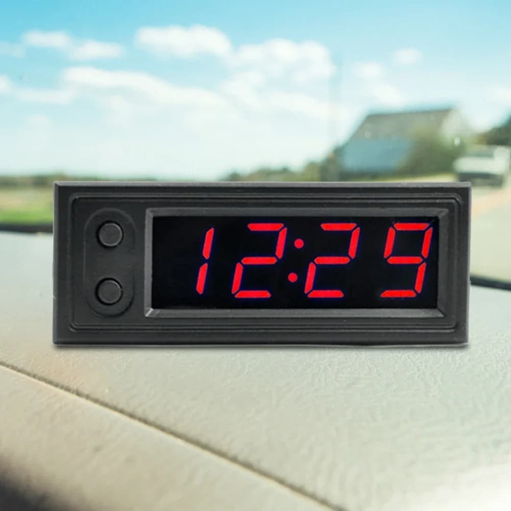 Orologio digitale Termometro Voltmetro DC12V 3 in 1 Display a LED Multifunzione Voltmetro Luminoso Parti interne del veicolo