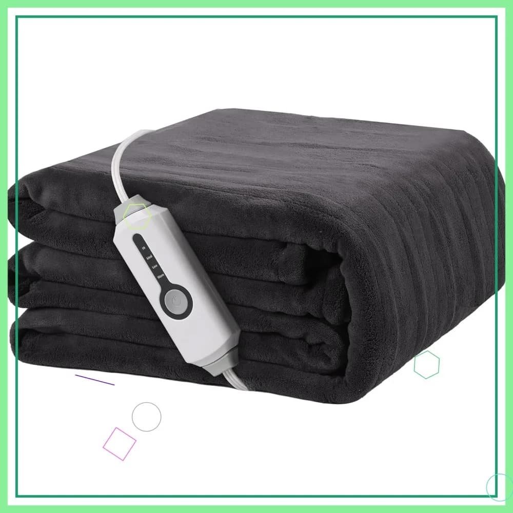 Coperta Elettrica Riscaldata a Grandezza Naturale, 72x84 in Morbido Pile Corallo con 4 Livelli di Calore e Spegnimento Automatico, Lavabile in Lavatrice, Grigio Scuro