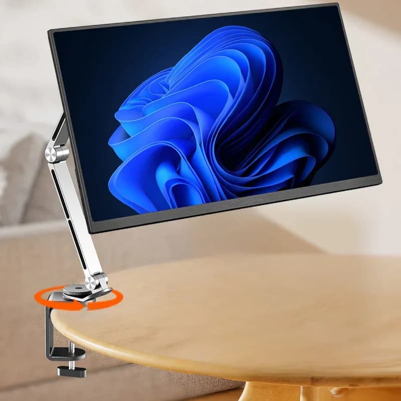 Support for Portable aluminum alloy monitor with desk support with foldable arm 360 rotation VESA support 15.6 17.3 inch expansion display