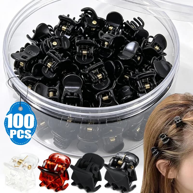 Black Mini Hair Claw Clips for Women Girls Korean Simple 1.5cm Transparent Plastic Side Hair Hairpin Kids Styling Accessory Bulk