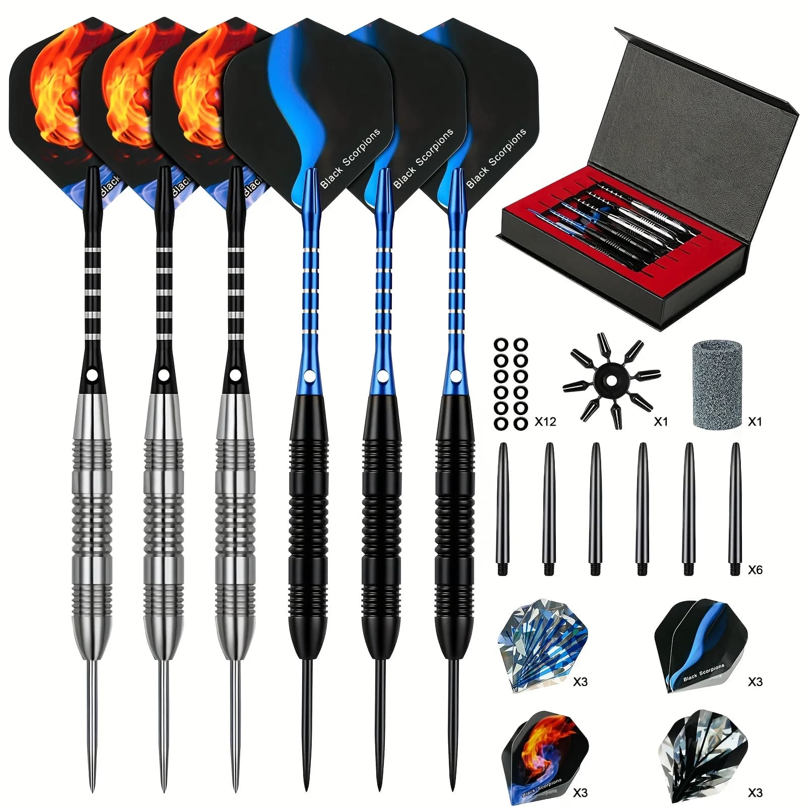 Iron Dart 6-Pack Gift Box Set, Professional Dart Tip, Equipped with Non Slip Stainless Steel Dart Rod, Perfect Gift for Festival