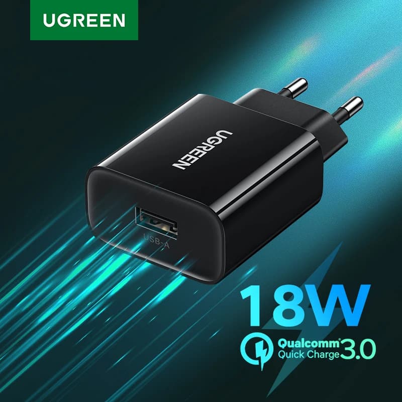 UGREEN Quick 3.0 Charge caricabatterie USB QC3.0 caricabatterie rapido per Xiaomi Samsung iPhone USB Wall EU Adapter caricabatterie per telefono cellulare