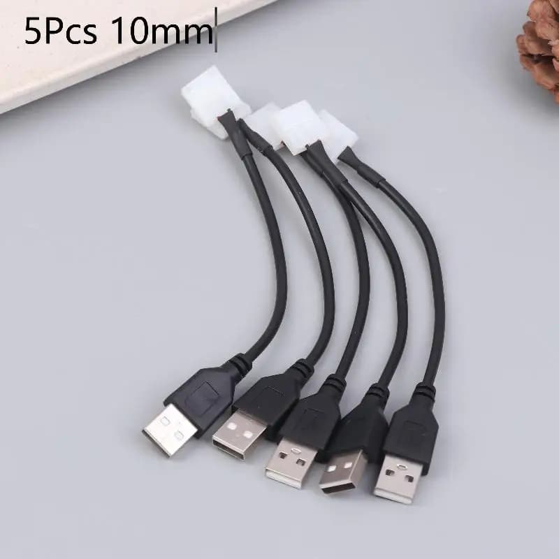 5Pcs USB Cable to 2-Pin 8mm/10mm Solder-Free LED Strip Connector, LED Light Ribbon Adaptor