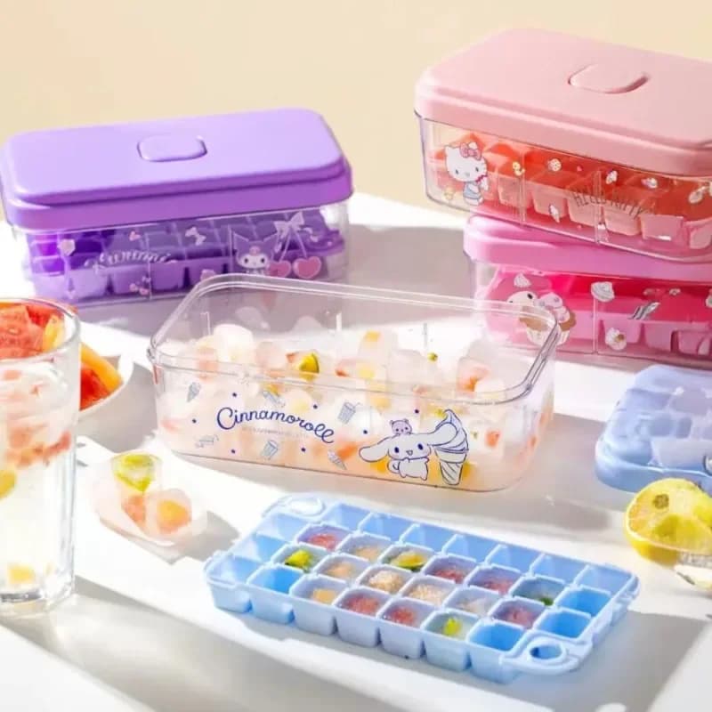 Stampo per cubetti di ghiaccio Sanrio, personaggi dei cartoni animati Kuromi, Hello Kitty, My Melody, Cinnamoroll, vassoio per ghiaccio per alimenti, contenitore per ghiaccio, bevande fredde, birra, regalo per la casa