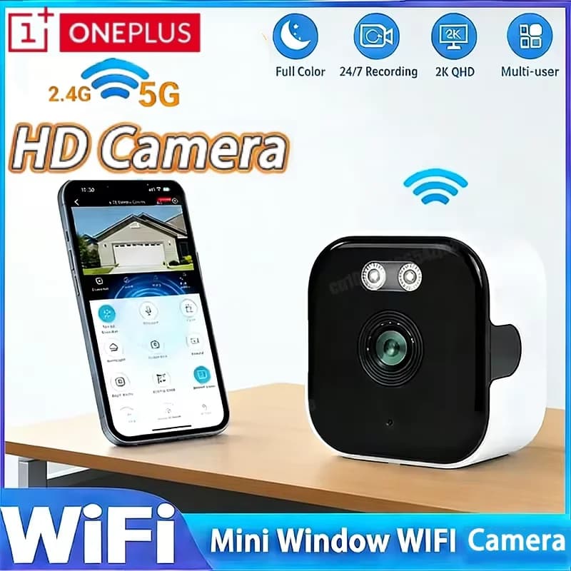 Telecamera WiFi Oneplus, Monitor di Sicurezza Mini 1080P HD, Videocamera per Interni con Visione Notturna, Telecamera Intelligente per Protezione e Sicurezza