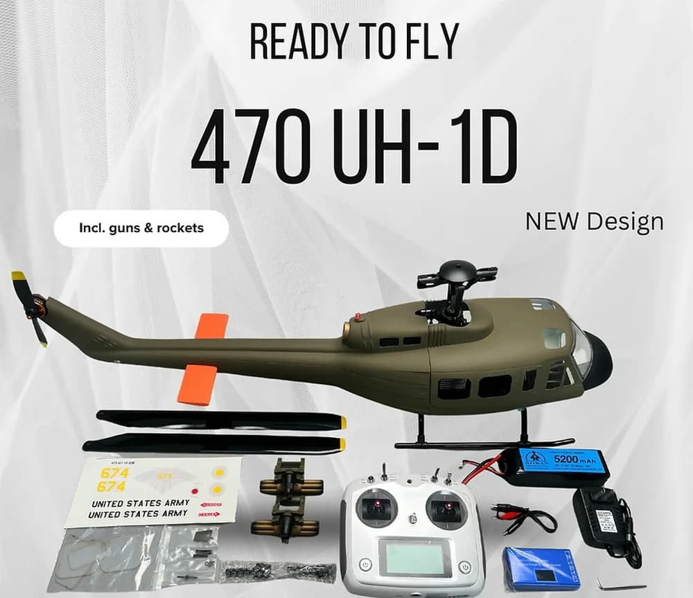 Roban 470 Taglia UH-1D Army RTF RC Elicottero X2 Sistema di controllo intelligente