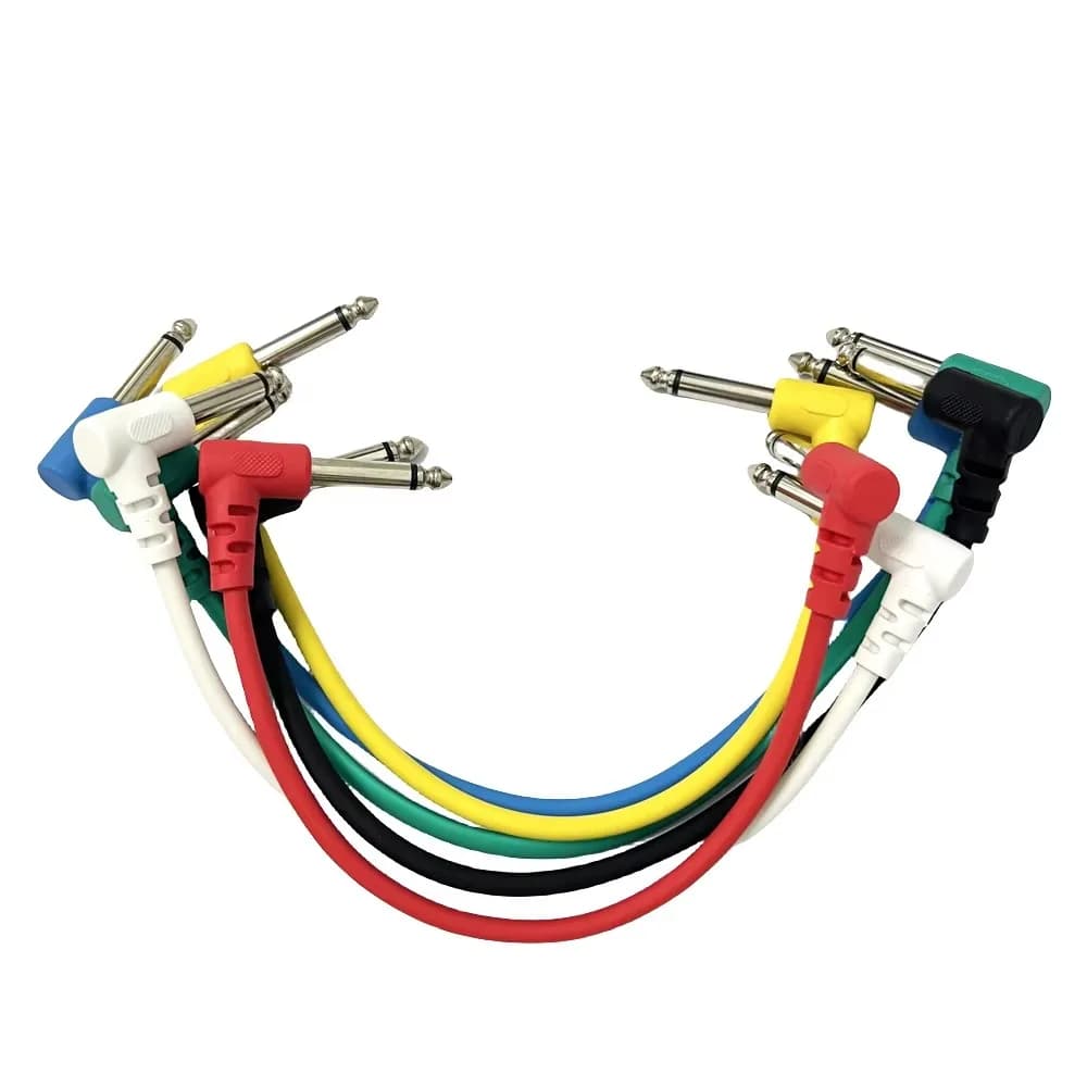 Cavo audio da 6 pezzi per audio chitarra elettrica basso musica TS 1/4 "accessori per parti di strumenti ad angolo retto
