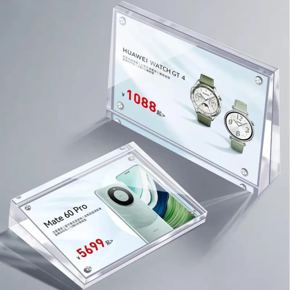 90x55mm Supporto per cartello magnetico inclinato in acrilico Espositore Numero da tavolo Nome Porta carte Blocco Menu Etichetta prezzo Etichette di carta