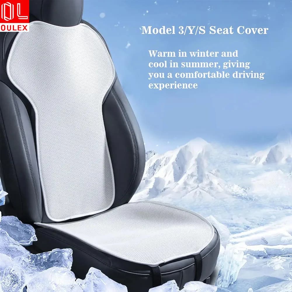 For Tesla Model Y/3 2018-2026 / Y juniper Ice silk seat cover cushion Ventilation Breathability Comfortable car seat accessories