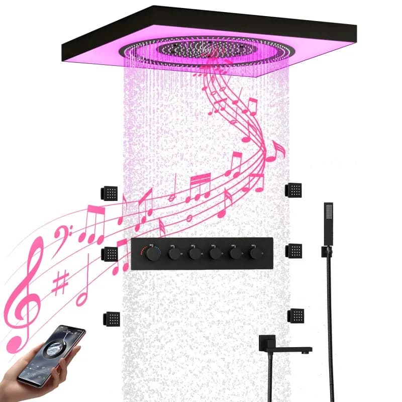 Built-in shower with musical function, thermostatic shower set