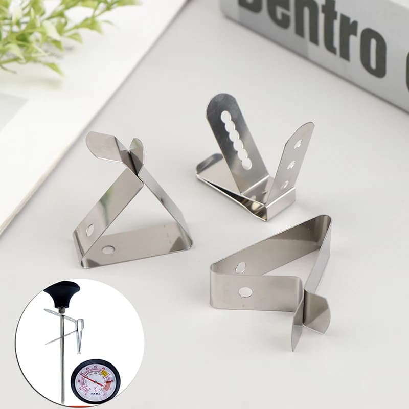 Thermometer Holder Heat-Resisting Stainless Steel Universal Secur Coffee Cup Clip Probe Clamp for Restaurant Picnic Kitchen Hot