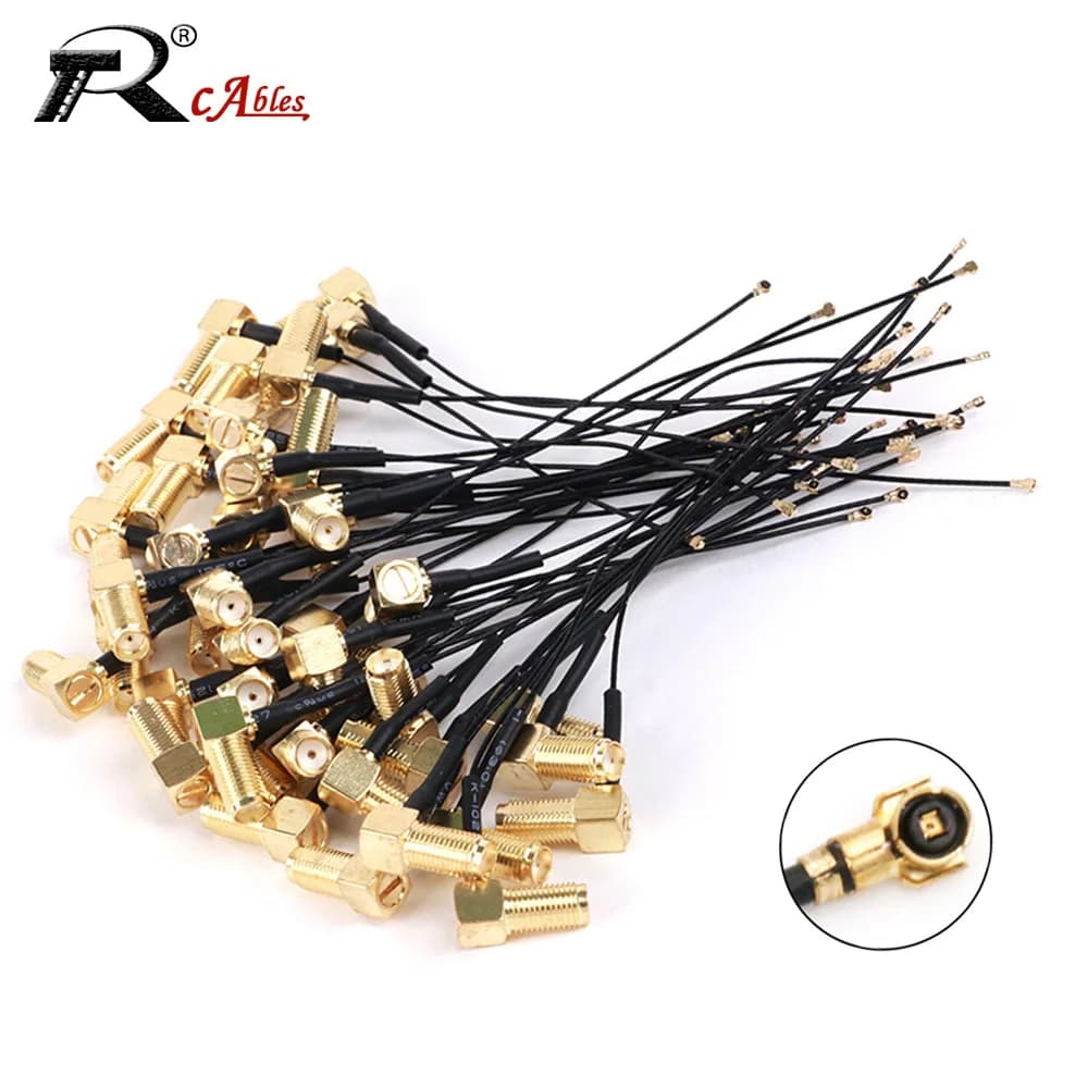 Cavo Coassiale RF 1PC RG1.13mm 0.81mm Pigtail di Prolunga SMA Femmina 90 Gradi SMA Maschio 90 Gradi a MHF U.FL Femmina per Antenna WIFI