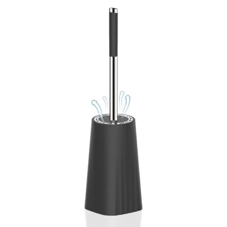 Toilet Brush, Compact Size Toilet Bowl Brush and Holder Toilet Brushes for Bathroom with Stainless Steel Handle Toilet Cleaner