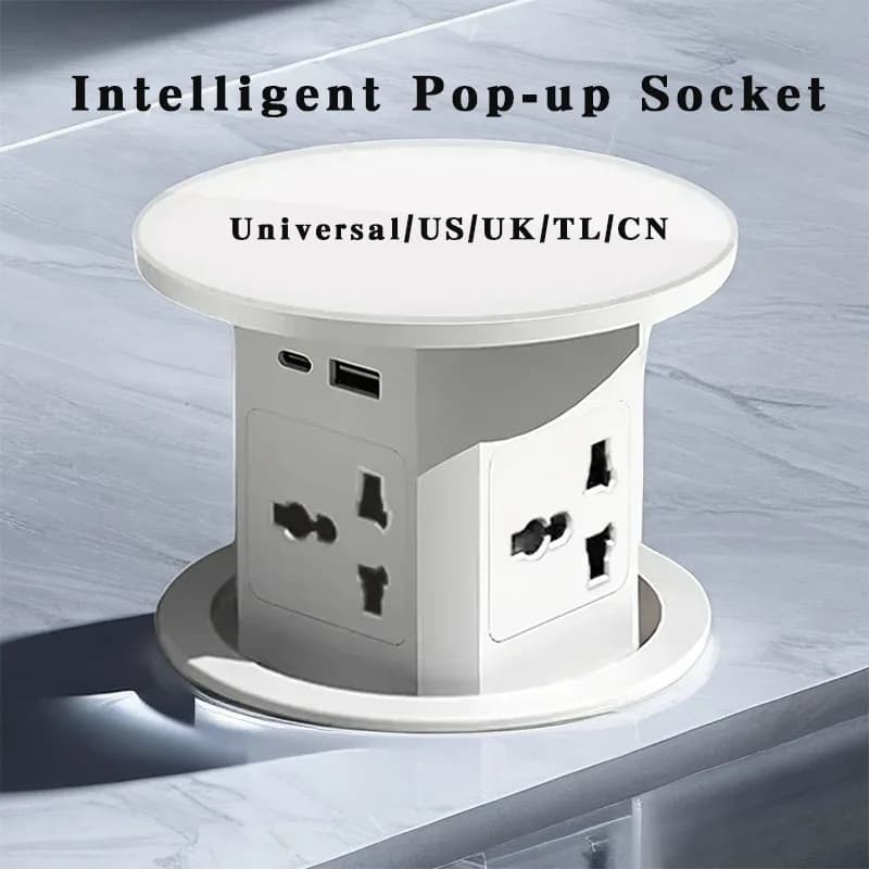 Smart pop-up socket UNUS/UK/TL/CN plug adapter, built-in intelligent retractable socket, hidden installation with USB