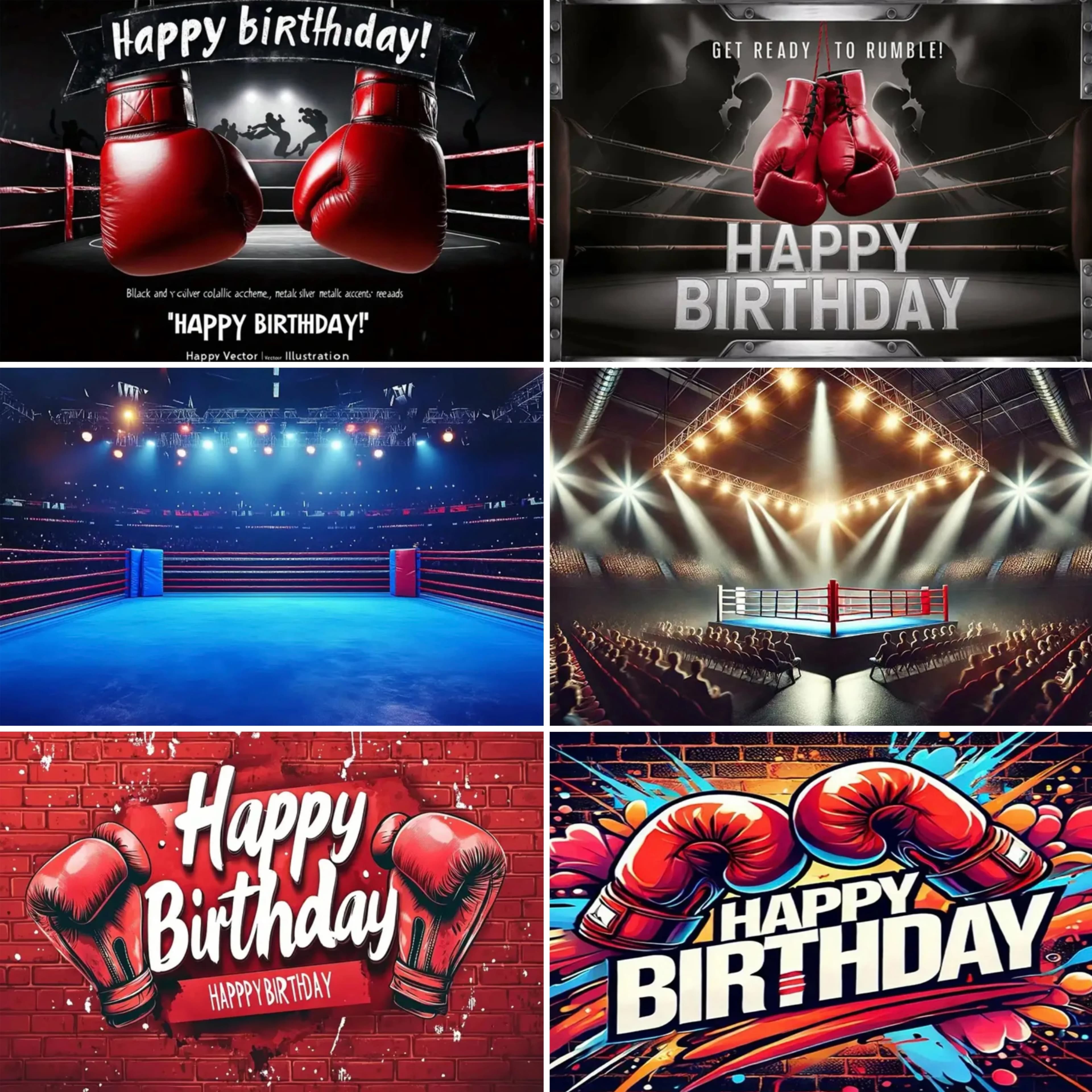 Tema di boxe Decorazione festa di compleanno Sfondo Guantoni da boxe Luogo di boxe Decorazione di scena Poster Sfondo Forniture per feste
