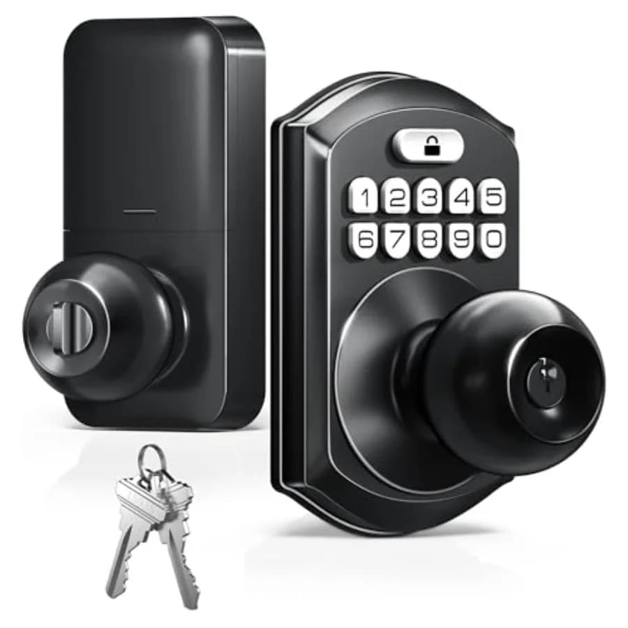 TE003 Serratura Elettronica con Tastierino e Maniglia, Serrature Digitali Intelligenti per Porta d'Ingresso, Maniglia Intelligente con Codice per