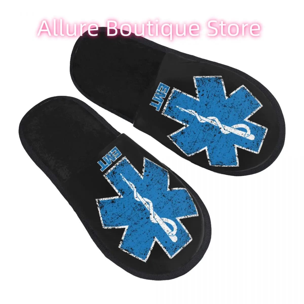Custom Home Slippers Emt Star Of Life Women's Soft Memory Foam Paramedic Medical Ambulance Comfortable slippers with warm non-slip sole