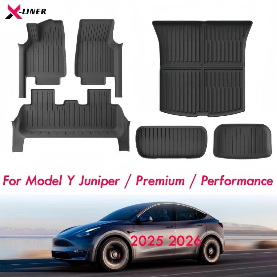 Per Tesla Model Y Juniper 2025 Fodere per pavimenti completamente protettive con protezione per davanzale della porta Tappetini per auto Fodera per carico anteriore posteriore