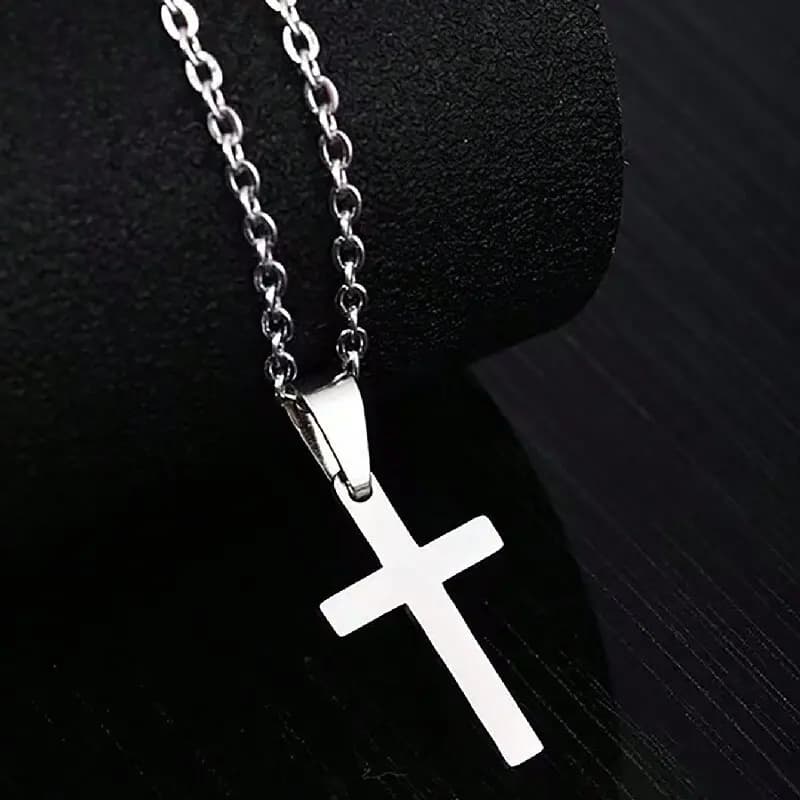 Collana Choker a Croce in Acciaio Inossidabile per Uomo e Donna, Collana Minimalista Hip Hop, Regalo Streetwear Lucido e Audace a Strati