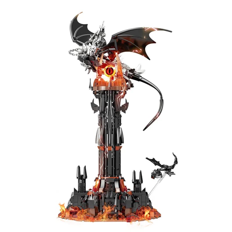 MOC Lord Rings Film The Fell Beast Torre magica con luci a LED Castello della fortezza magica assemblare Collezione Mattoni Modello Giocattoli Regalo
