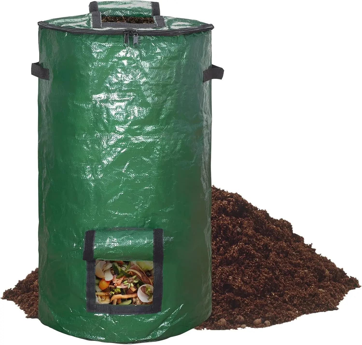 Contenitori per Compostaggio da Esterno, Bidone per Compostaggio da Giardino, Sacco Riutilizzabile per Rifiuti da Giardino, 34 Galloni (1 Pezzo, Verde)