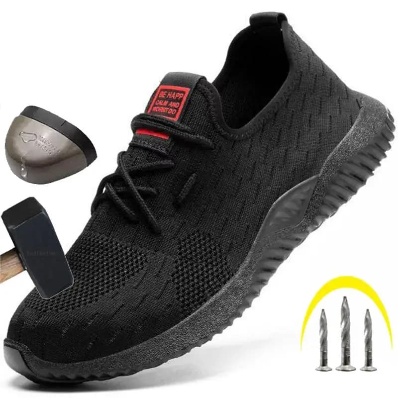 Steel Toe Safety Shoes for Men Lightweight Work Shoes Anti-Puncture Anti-Smash Safety Sneaker non-slip wear resistant Factory