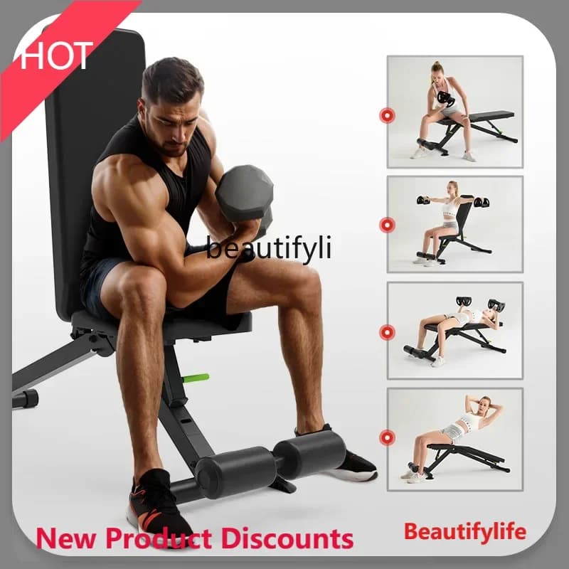 A49 Sgabello con manubri Panca Push Uomo Home Fitness Sit-up Attrezzatura ausiliaria Sedia multifunzionale