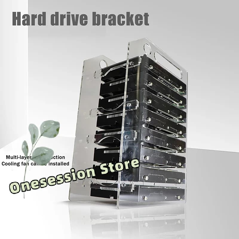 Gabbia per HDD/SSD da 3,5 pollici a 3/4/6/8 strati – Rack di archiviazione fai-da-te in acrilico con spazio per ventola di raffreddamento, supporto espandibile per disco rigido per NAS/Server