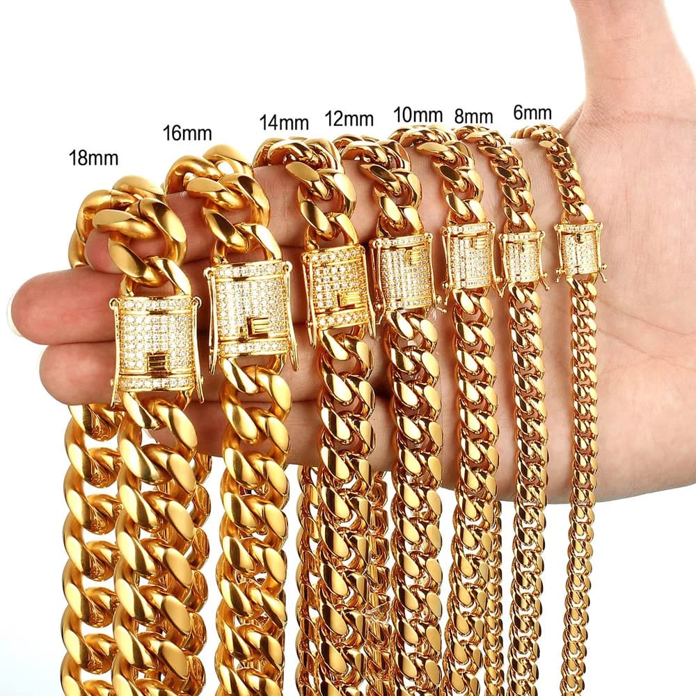 Collane a catena cubana Miami Curb in acciaio inossidabile 316L Casting Bling CZ Chiusura con chiusura Bracciale da uomo Gioielli Hip Hop Trasporto di goccia