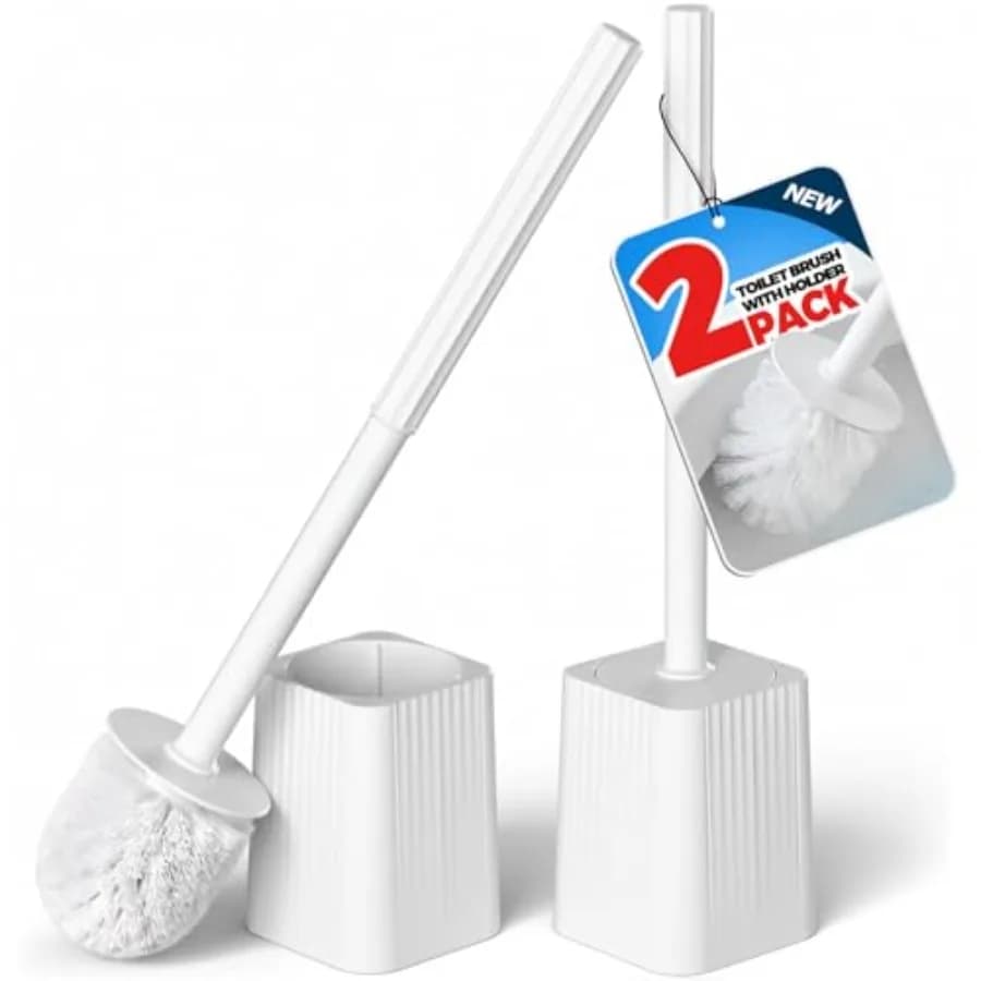 Set di 2 Spazzole per WC con Supporto - Spazzola Bianca per la Pulizia del WC con Supporto, Accessori Essenziali per la Pulizia del Bagno