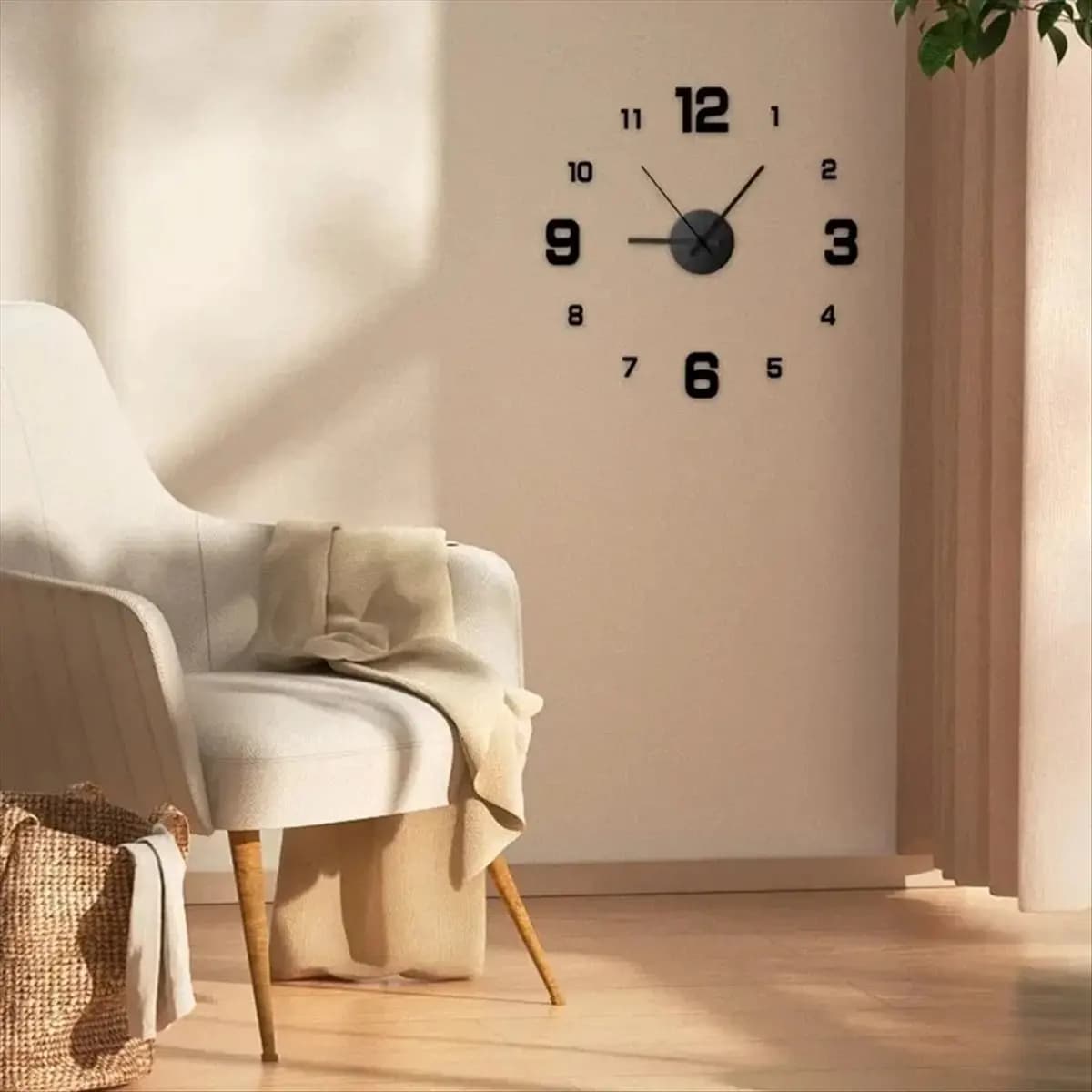 Orologio da Parete Moderno Senza Cornice A32I, Numeri 3D Grandi, Decorazione Artistica per Casa e Ufficio, Nero
