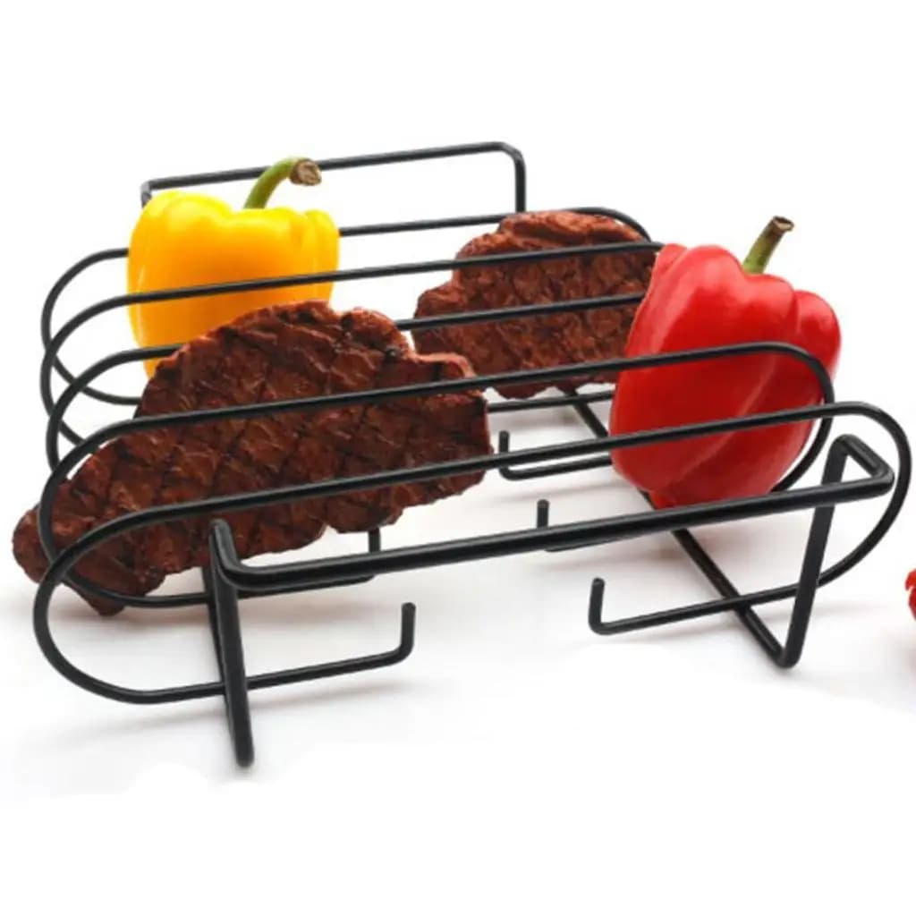 Iron Non-Stick Rib Rack Roasting Stand for Grilling Beef Charcoal Grill