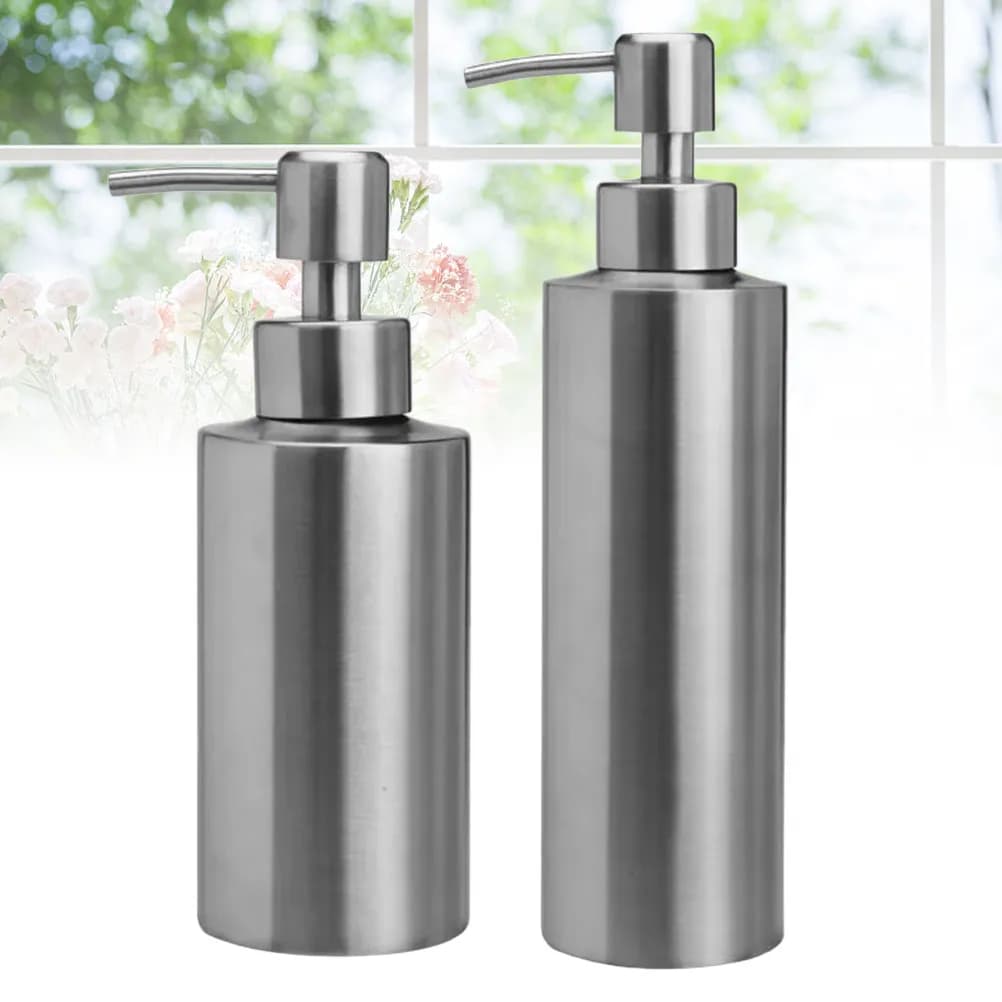 Dispenser di sapone liquido a pressione in acciaio inossidabile da 2 pezzi, bottiglie ricaricabili adatte per pompa manuale per lozione da bagno e cucina