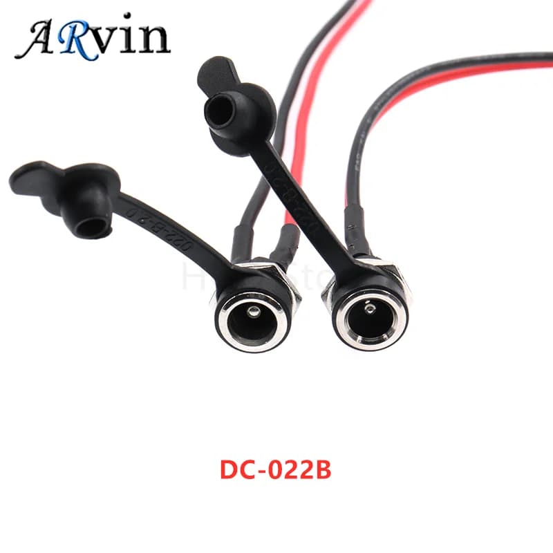 Battery DC Power Plug Connector for DIY DC Waterproof Jack Connector DC022B 5.5 X 2.1 mm 5.5 X 2.5 mm with Wire Waterproof Cap