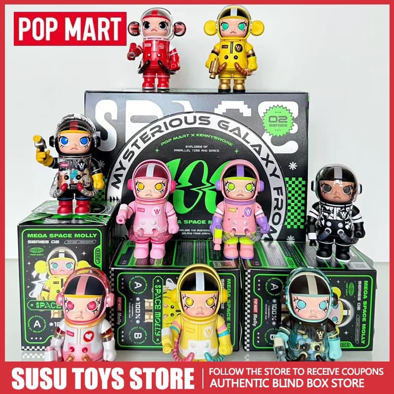 POP MART MEGA Space Molly 100% Serie Anniversario 2a Generazione Blind Box | Autentica Action Figure Anime da Collezione, Modello Ornamentale da Scrivania