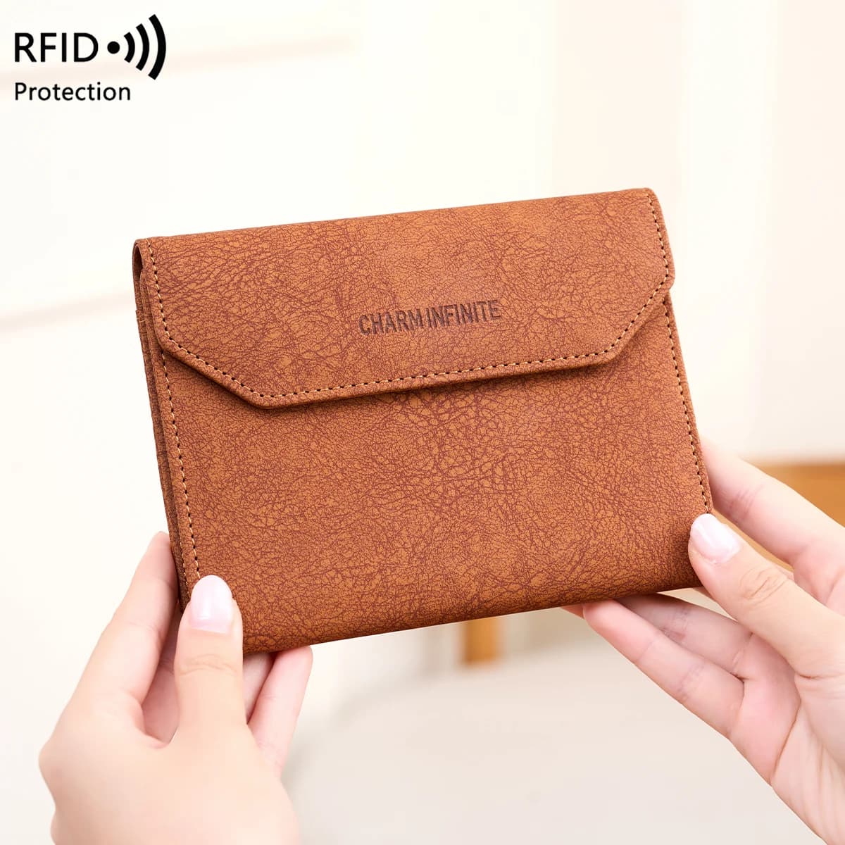 MIYIN Fashionable PortableRFIDCredit Card Holder Retro Large CapacityPULeather Travel Passport Wallet Short IDCard Holder Unisex