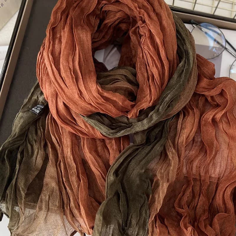 180x90 cm Sciarpa di Cotone Canapa Gradiente Blu Autunno Inverno Coreano Versatile Stampato Donne Lungo Morbido Alla Moda Tendenza Piega Scialle FAI DA TE