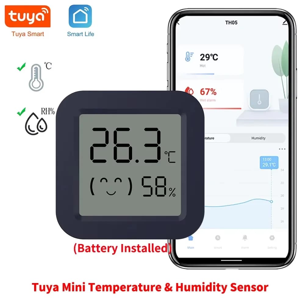 Mini Smart Thermometer Hygrometer Temperature Humidity Sensor APP Remote Control BT Wireless Work with Tuya Smart Life