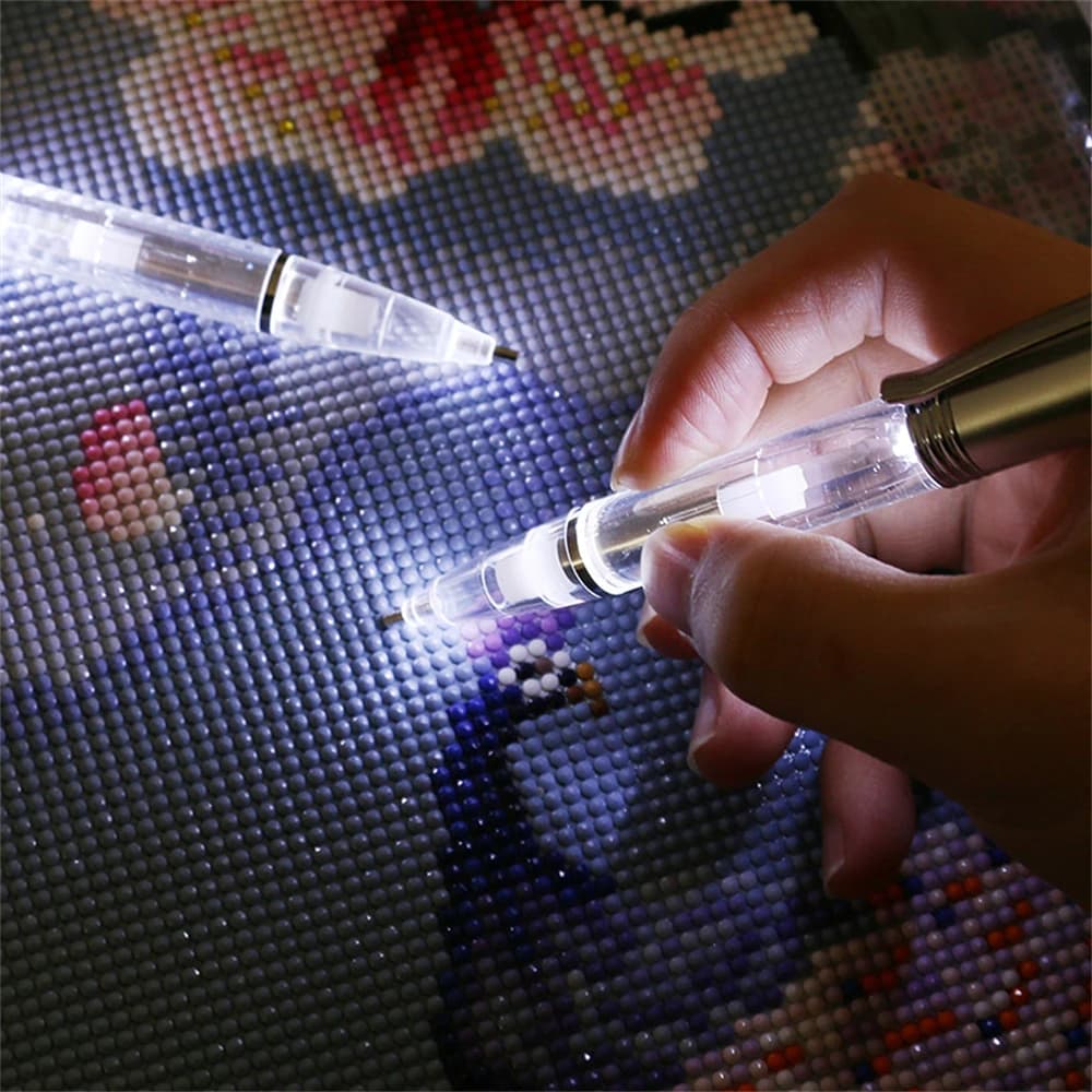 Penna per pittura diamante fai da te a LED con illuminazione leggera trapano artistico applicatore per penna illuminata accessori per perline accessori per strumenti di illuminazione