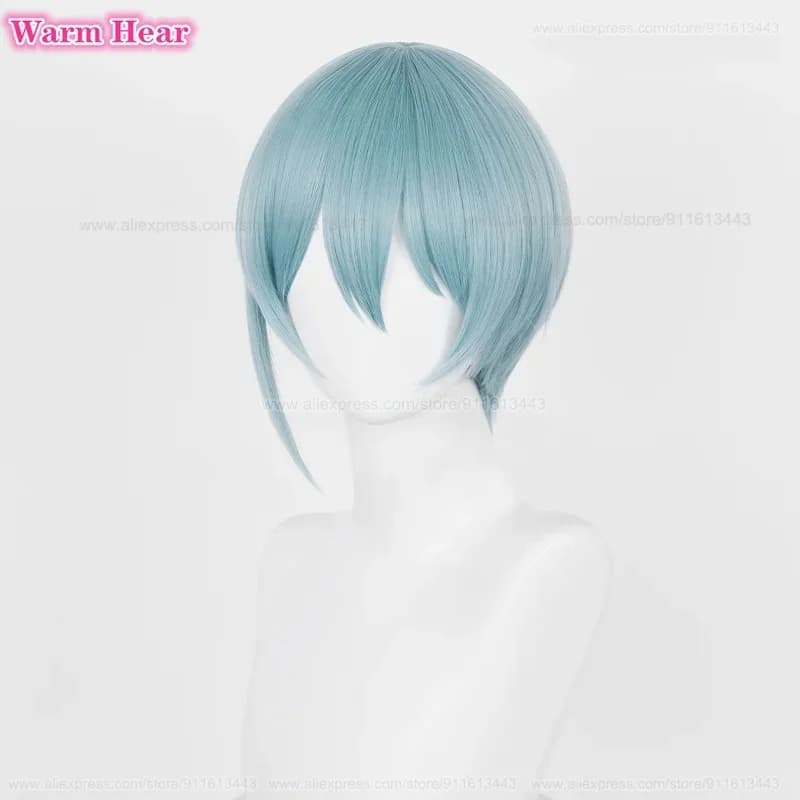 c'3,f\6;h' Yo Hiori Short 28cm Light Cyan Blue Wig Heat Resistant Synthetic Cosplay Anime Wigs7;b'9.j/2\