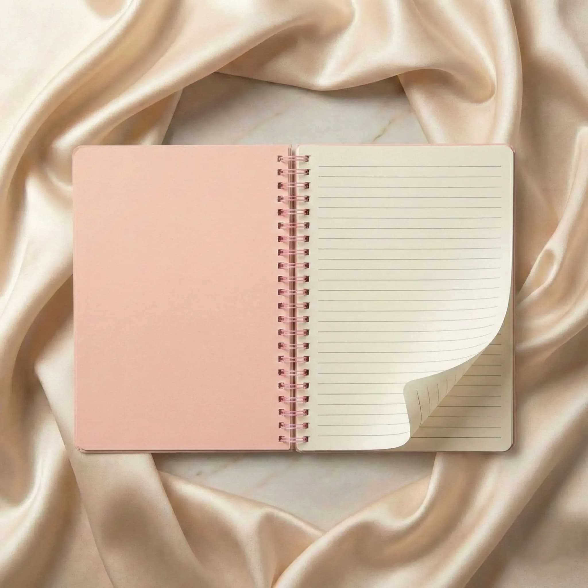 Pink Coil Notebook with Calendar, Vertical Standing Desk Planner, Thick Lined Pages for Office School Supplies