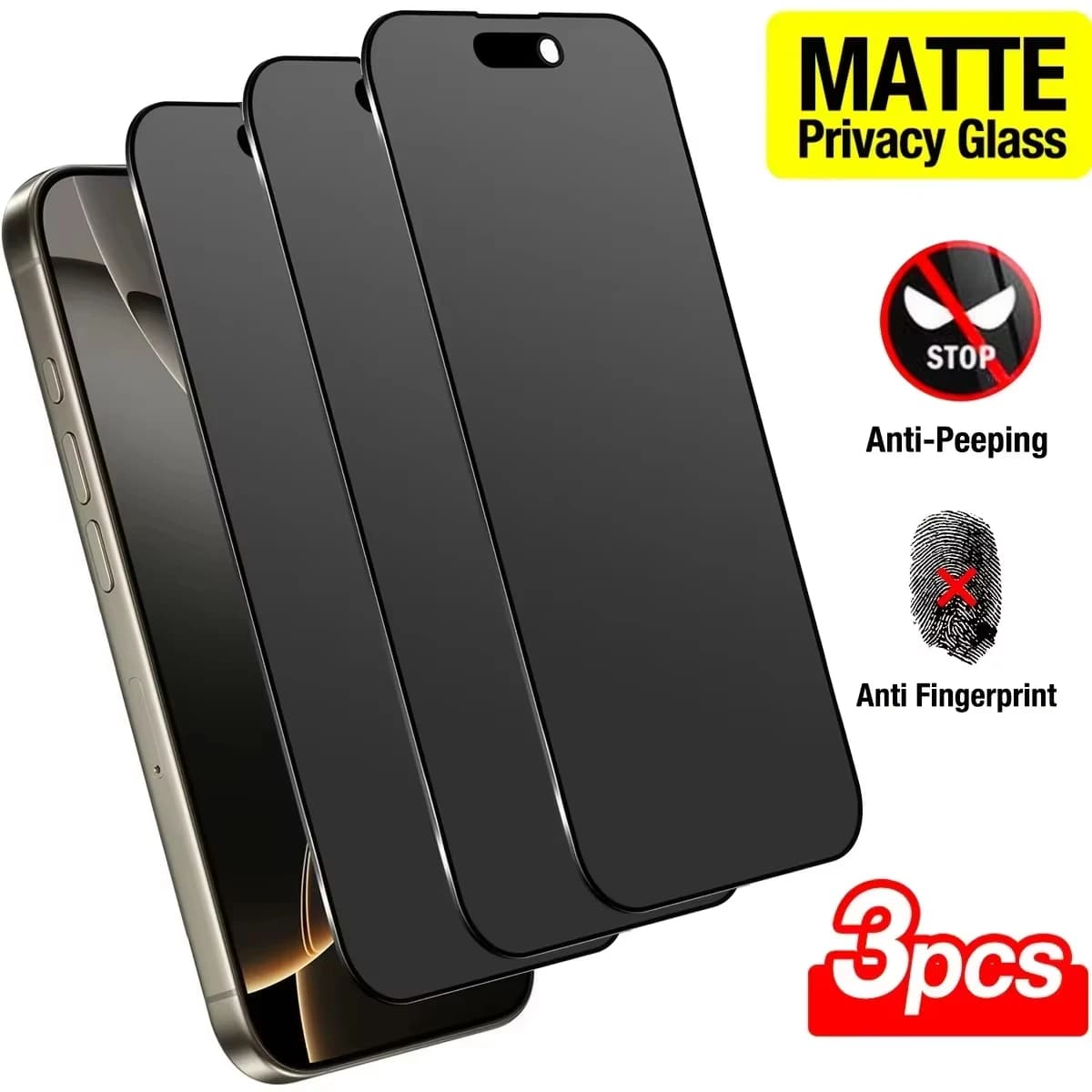 3PCS Privacy Screen Protector For iPhone 17 18 Pro 16 15 13 11 12 14 Pro Max 8 7 Plus XR Air Anti-Fingerprint Matte Ceramic Film