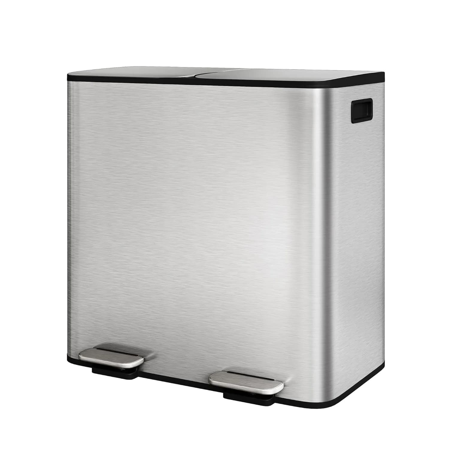 Bidone della Spazzatura da Cucina a Due Scomparti 2 x 40 L (2 x 10,6 gal) in Acciaio Inox per Raccolta Differenziata